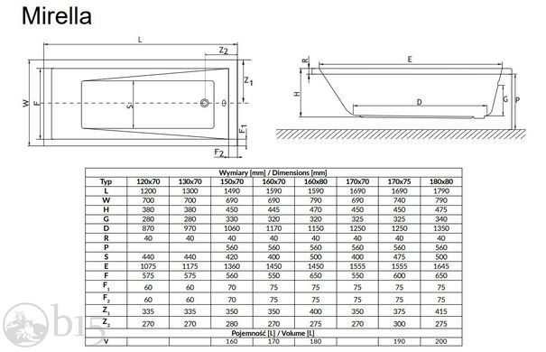 Ванна акрилова Radaway Mirella 120х70 в комплекті з ніжками та сифоном WA1-48-120x070S цена, купить Ванна акрилова Radaway Mirella 120х70 в комплекті з ніжками та сифоном WA1-48-120x070S в Киеве, Харькове, Днепре, Одессе, Запорожье, Львове. Ванна акрилова Radaway Mirella 120х70 в комплекті з ніжками та сифоном WA1-48-120x070S: описание, продажа.